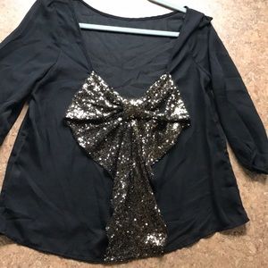 Dress top sequin bow